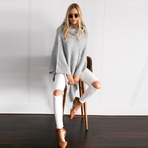 Mid-length fashionable cape shawl bat shirt - ROUTINE FASHION
